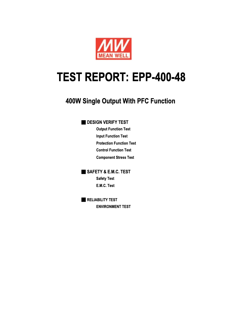 Page 1 de la notice Fiche technique Mean Well EPP-400-48