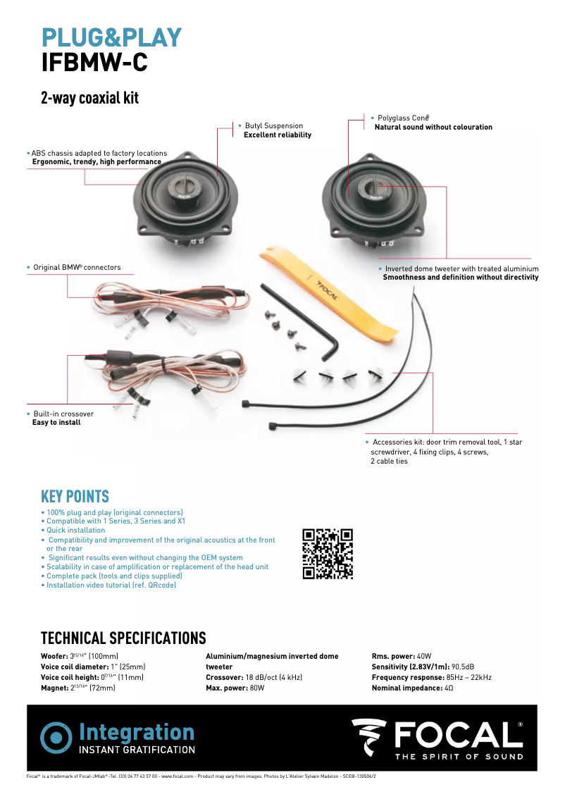 Page 1 de la notice Fiche technique Focal IFBMW-C