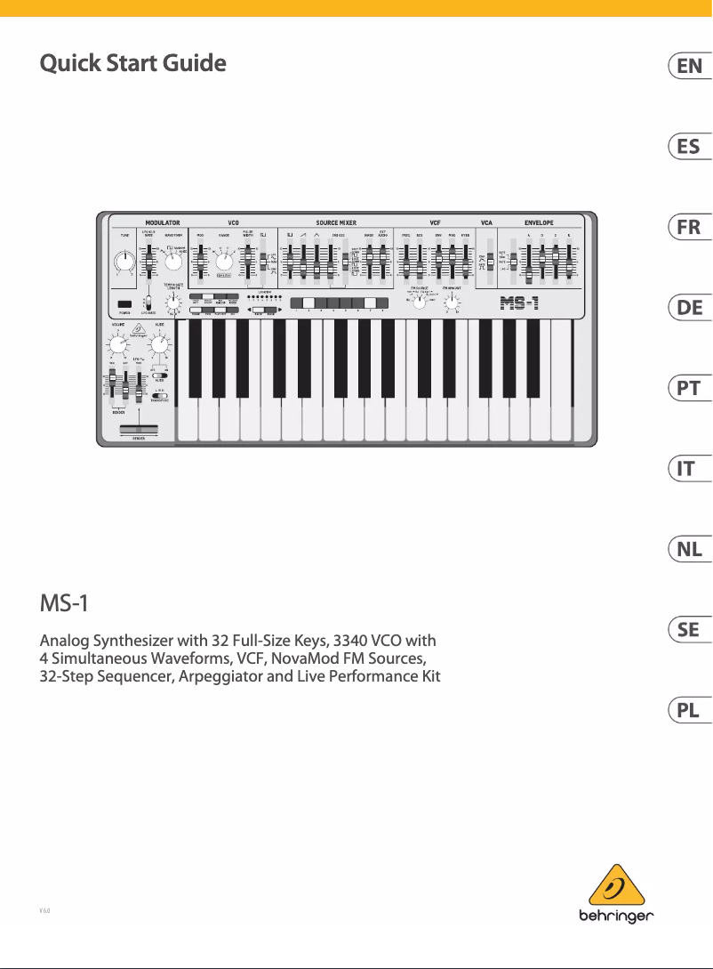 Page n°1 - Manuel utilisateur Behringer MS-1