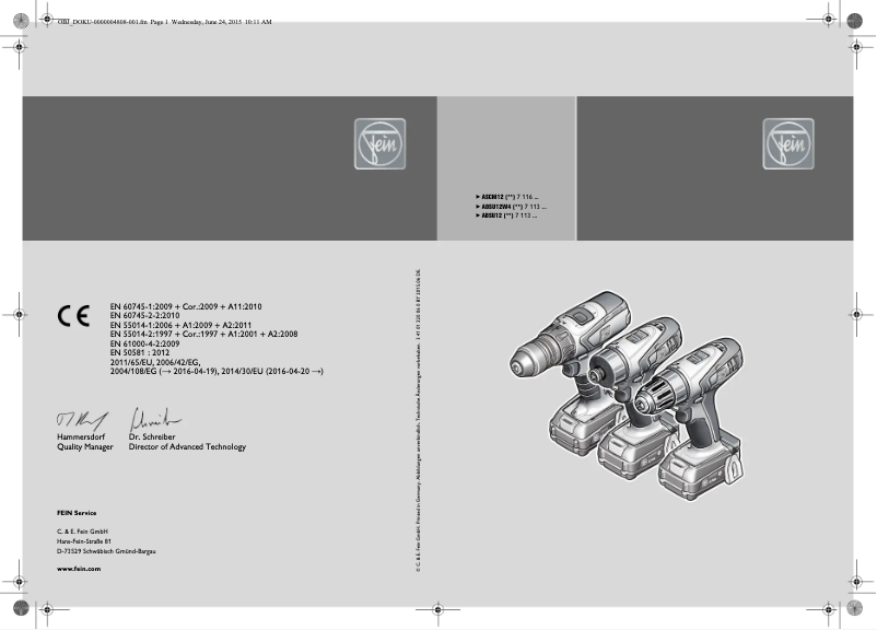 Page 1 de la notice Manuel utilisateur Fein ASCM 12 C