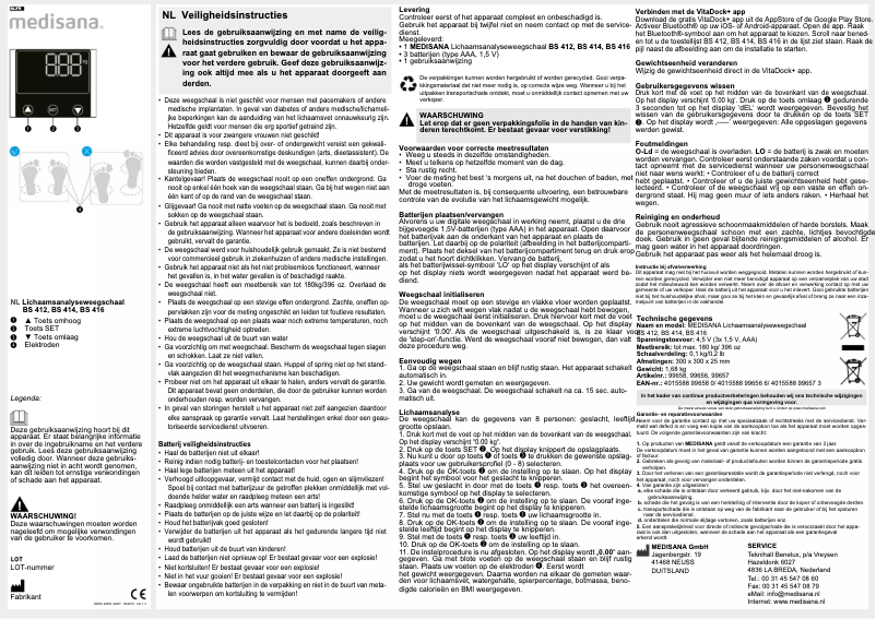 Page 1 de la notice Manuel utilisateur Medisana BS 416 Connect