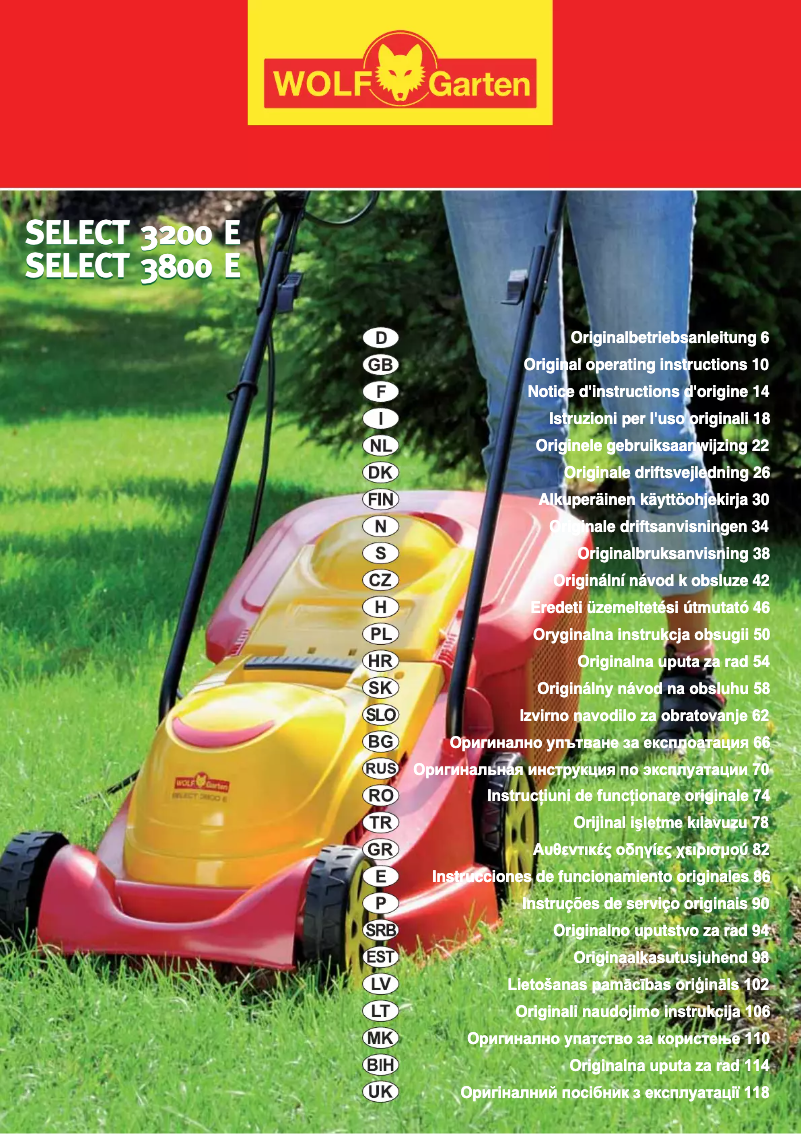 Page 1 de la notice Manuel utilisateur Wolf Garten Select 3800 E