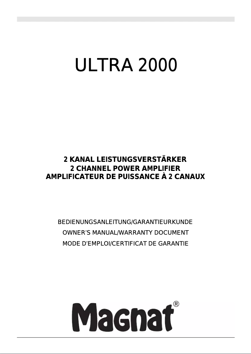 Image de la première page du manuel de l'appareil Ultra 2000