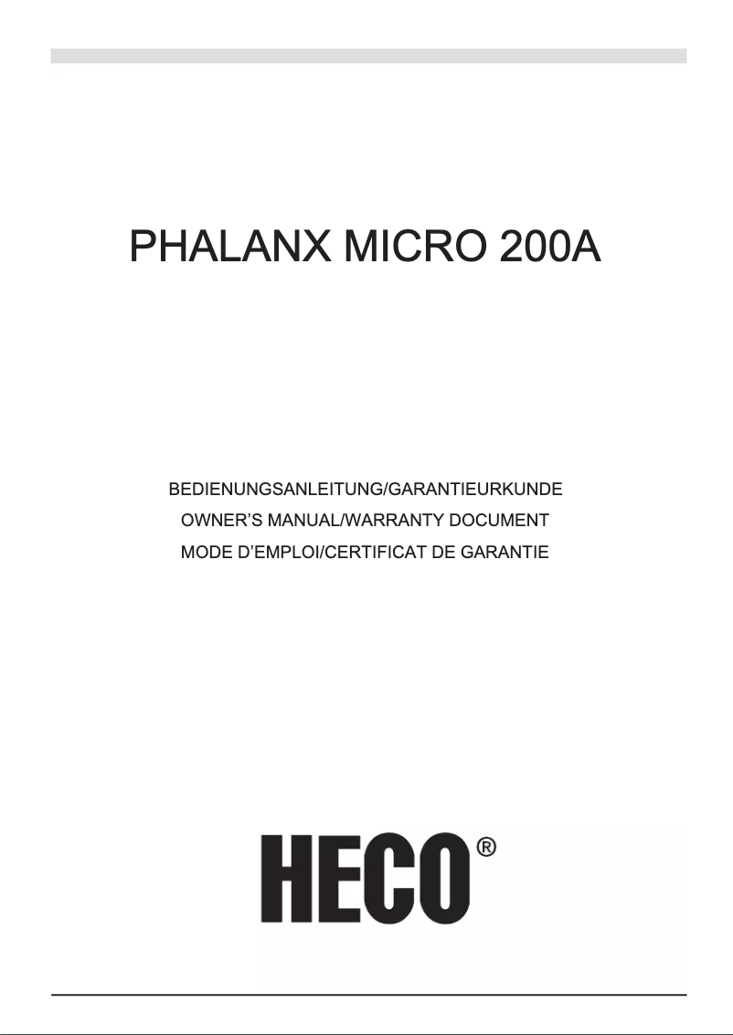 Página 1 del manual Manual de usuario Heco Phalanx Micro 200 A