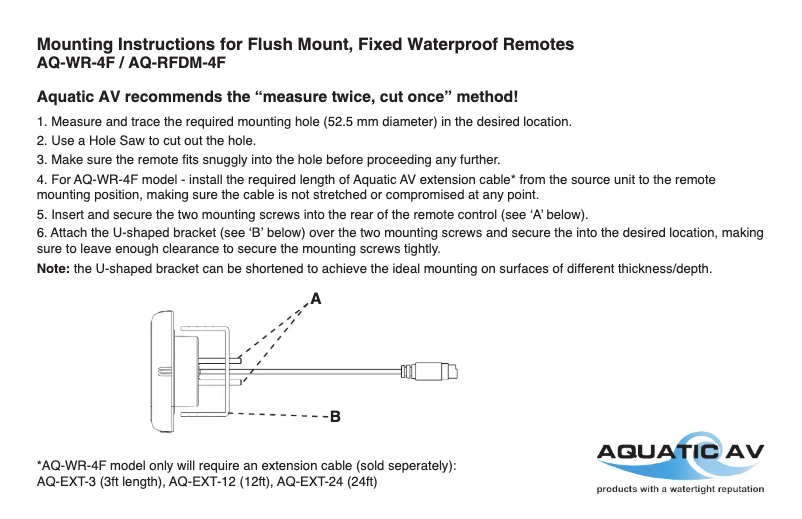 Page 1 de la notice Manuel utilisateur Aquatic AV AQ-RFDM-4F