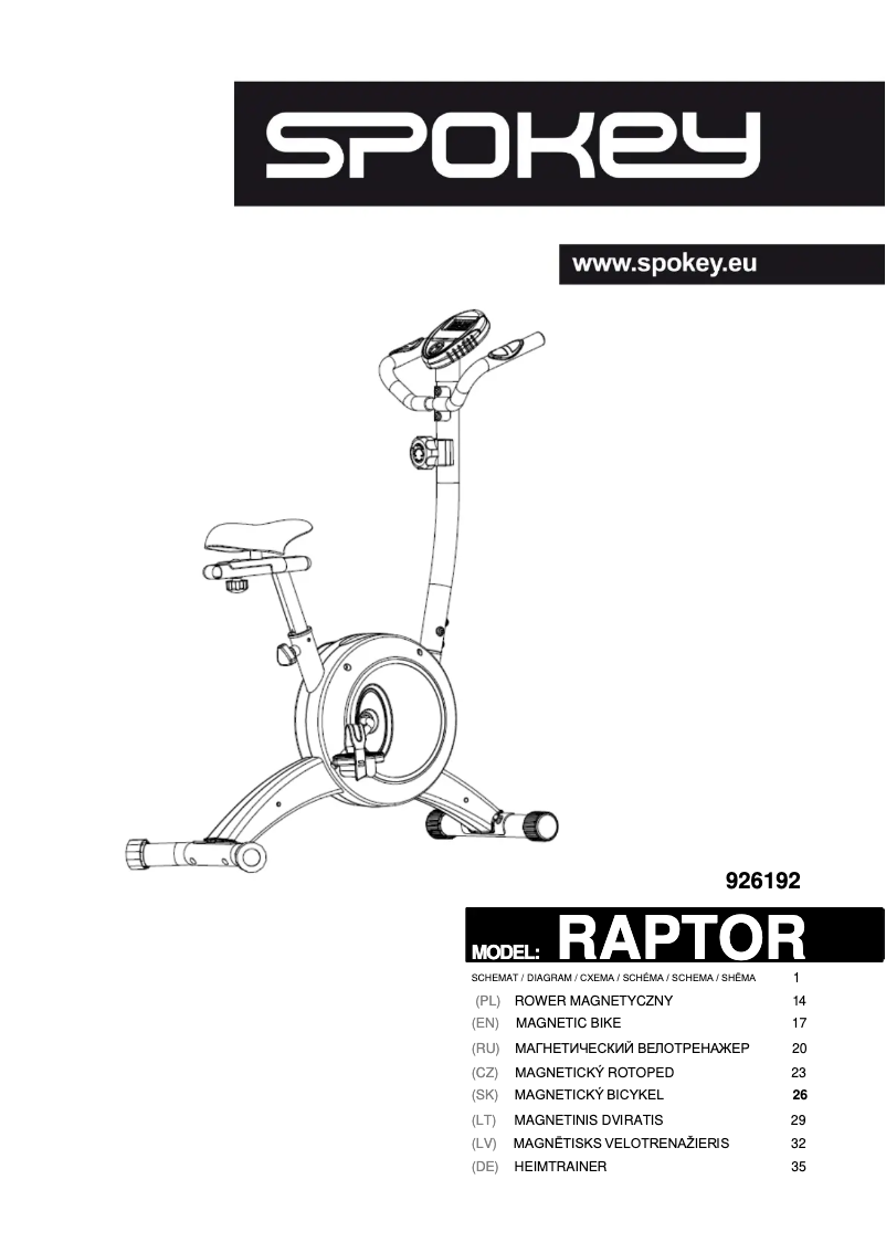 Page 1 de la notice Manuel utilisateur Spokey Raptor