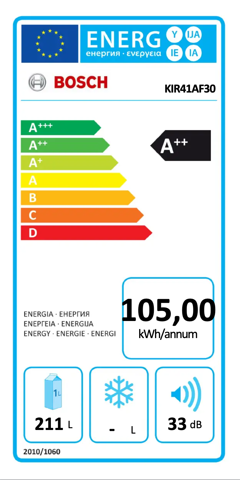 Page n°1 - Label énergétique Bosch KIR41AF30