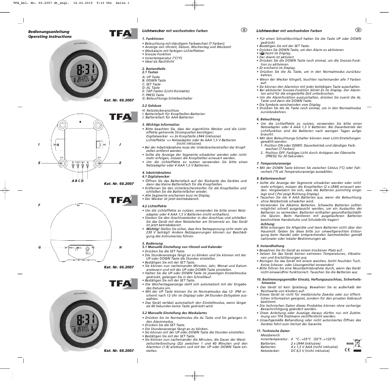 Page 1 de la notice Manuel utilisateur TFA 60.2007
