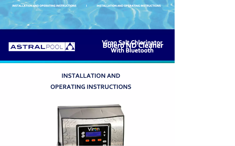 Page n°1 - Manuel utilisateur AstralPool Viron V45