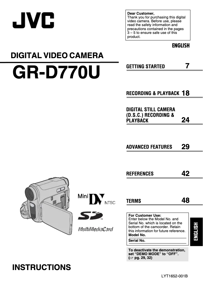 Image de la première page du manuel de l'appareil GR-D770