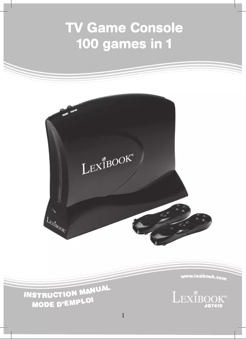 Page 1 de la notice Manuel utilisateur Lexibook TV Game Console 100 games in 1 JG7415