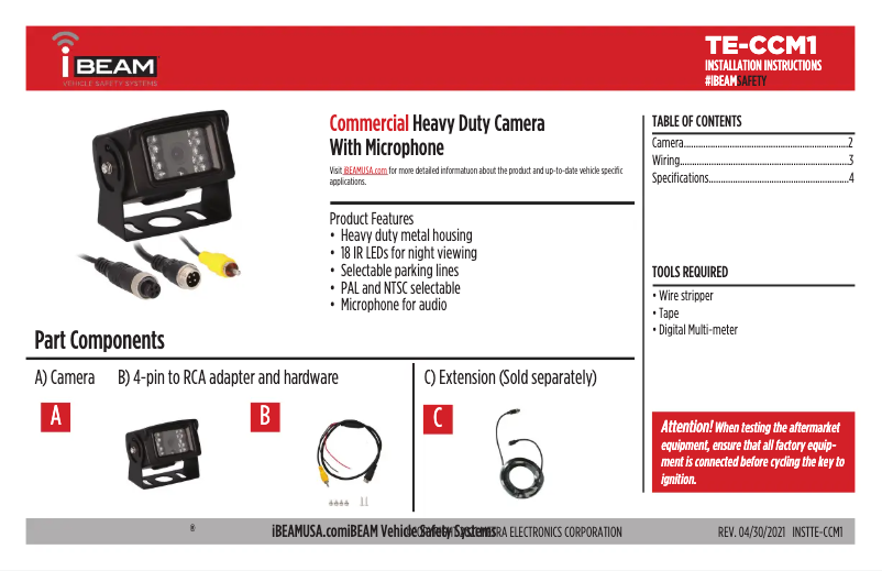 Imagen de la primera página del manual del dispositivo TE-CCM1