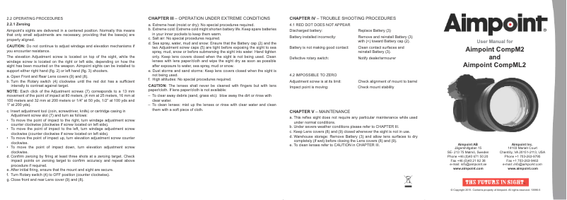 Page 1 de la notice Manuel utilisateur Aimpoint CompM2