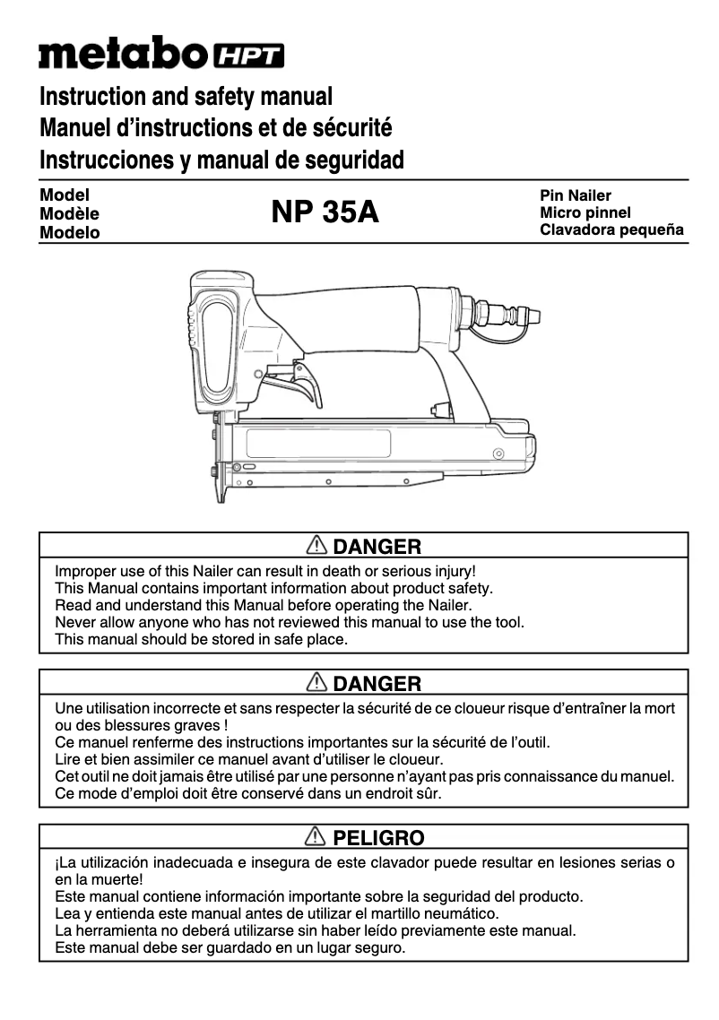 Image de la première page du manuel de l'appareil NP35A