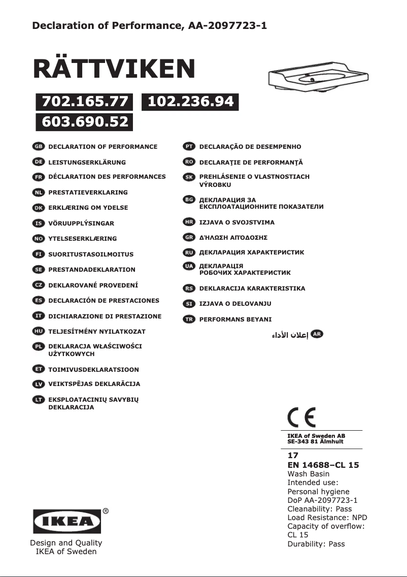 Image de la première page du manuel de l'appareil RÄTTVIKEN 702.165.77