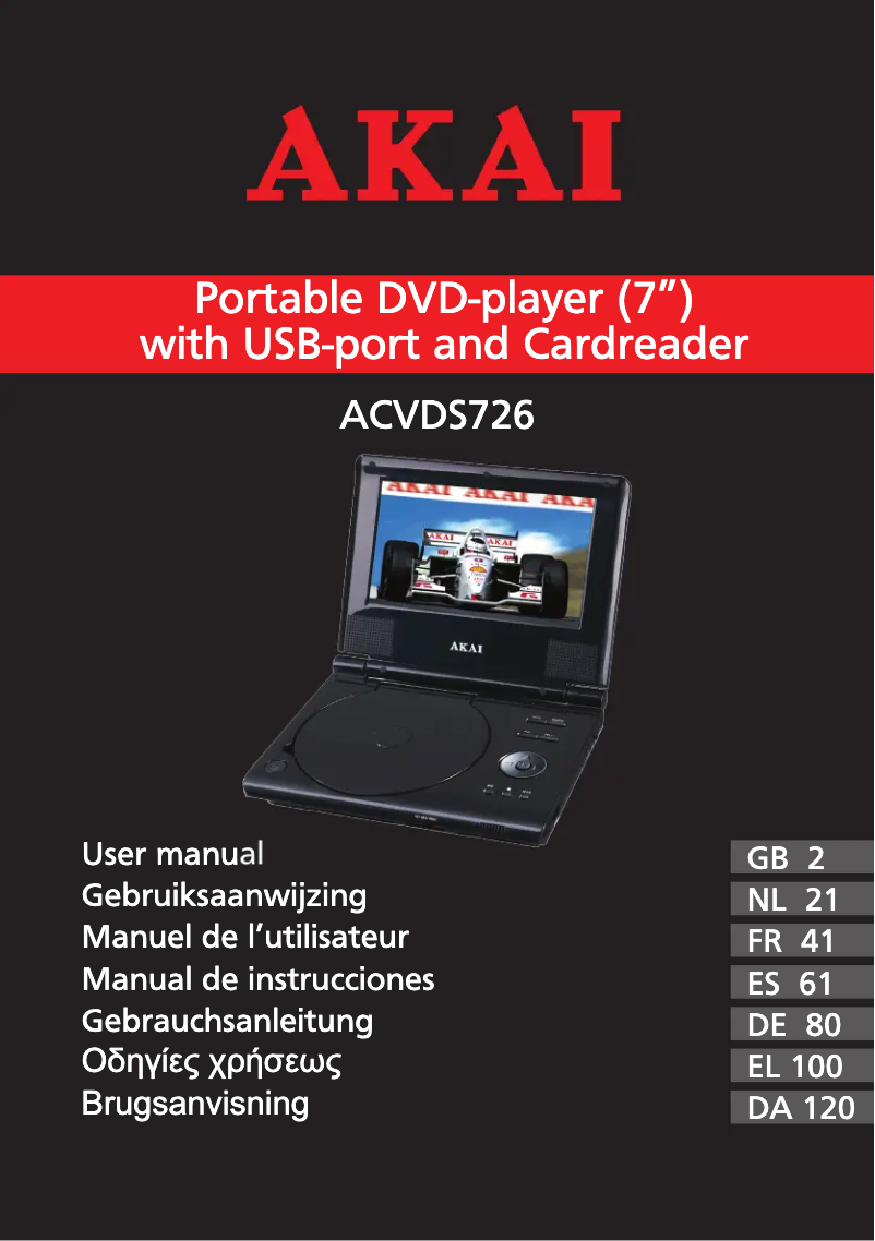 Page 1 de la notice Manuel utilisateur AKAI ACVDS727