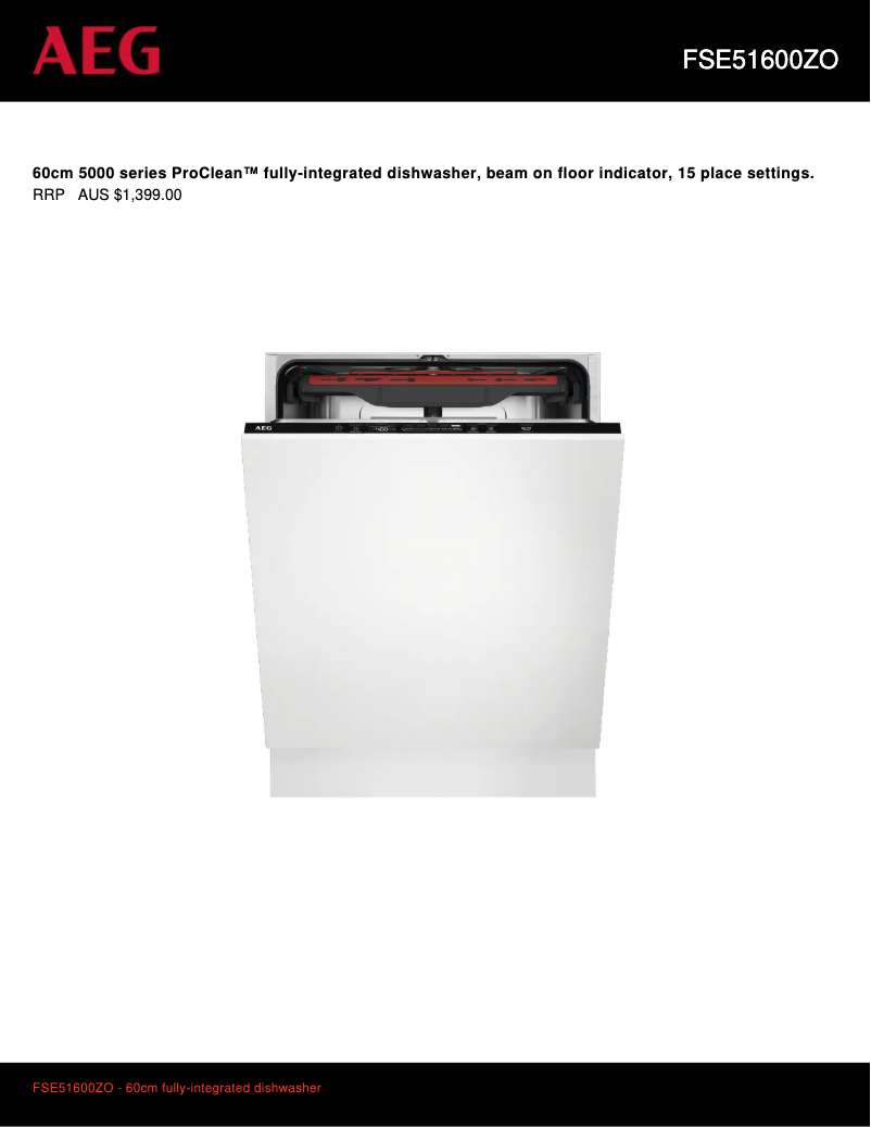 Page 1 de la notice Fiche technique AEG FSE51600ZO