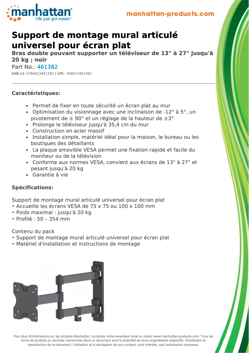 Page 1 de la notice Fiche technique Manhattan 461382