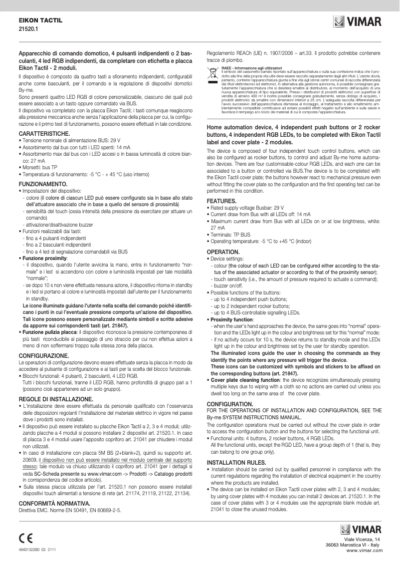 Image de la première page du manuel de l'appareil 21520.1