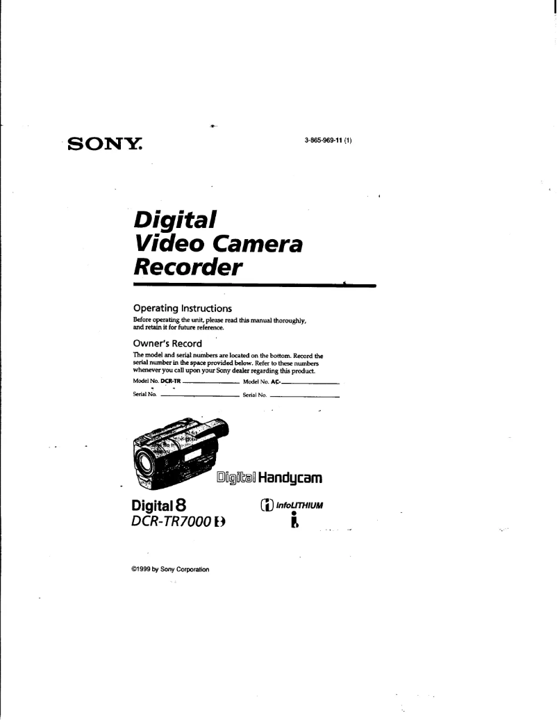 Page n°1 - Manuel utilisateur Sony DCR-TR7000