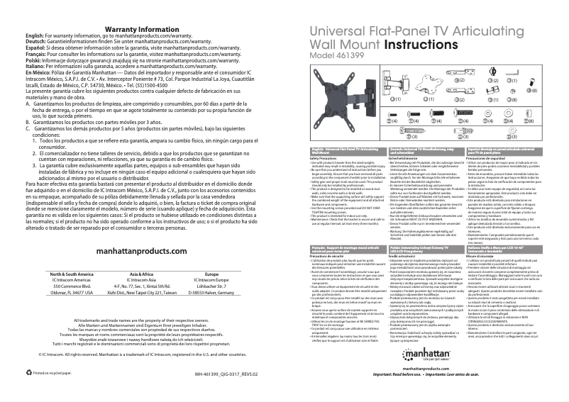 Page 1 de la notice Manuel utilisateur Manhattan 461399