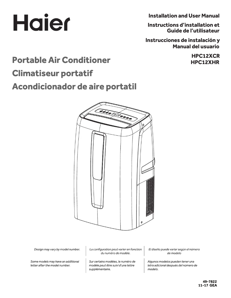 Image de la première page du manuel de l'appareil HPC12XCR