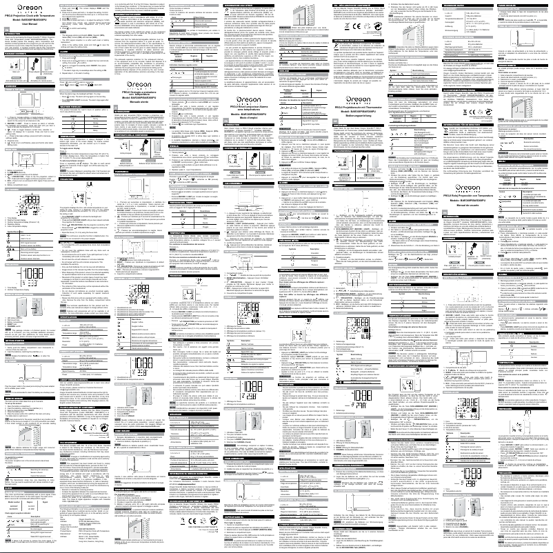 Page 1 de la notice Manuel utilisateur Oregon Scientific PrysmaChrome BAR368PA