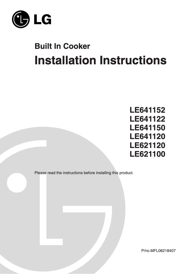 Página 1 del manual Guía de instalación LG LE621100S