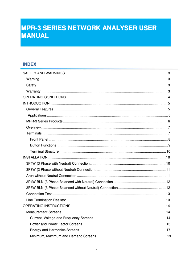 Page 1 de la notice Manuel utilisateur ENTES MPR-3