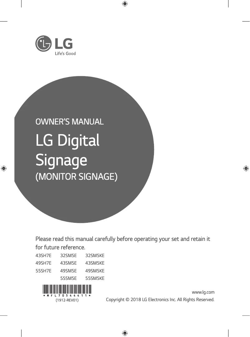 Page n°1 - Manuel utilisateur LG 43SM5KE