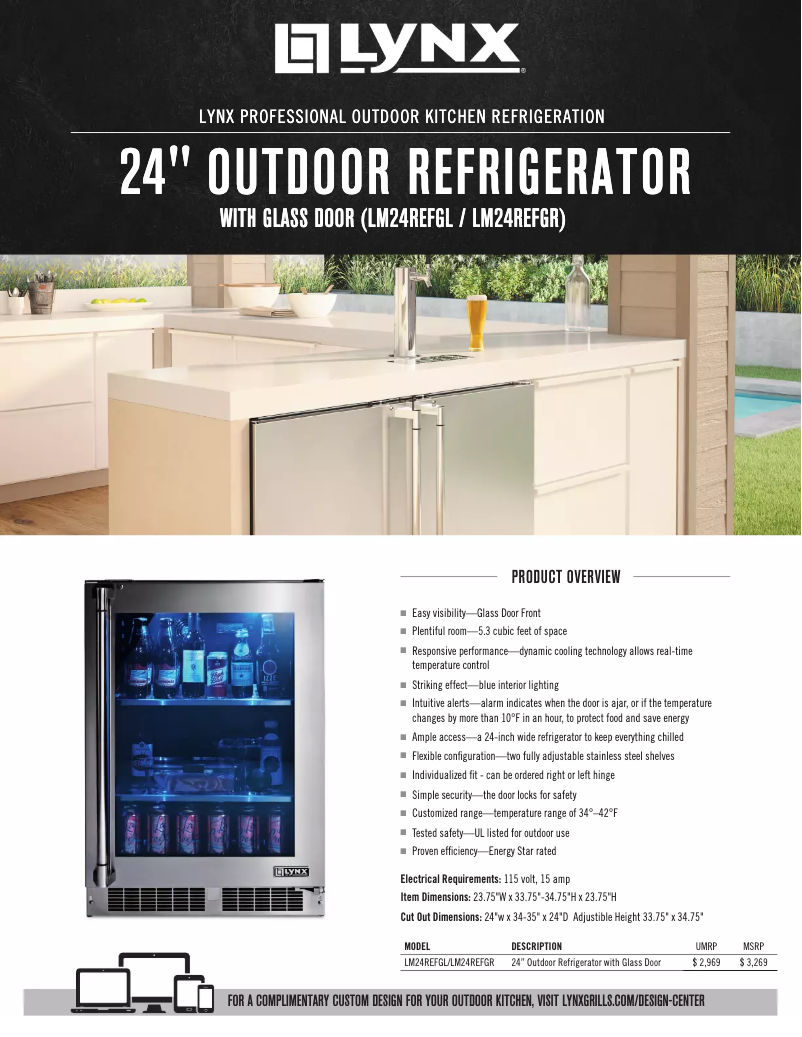 Page 1 de la notice Fiche technique Lynx LM24REFL