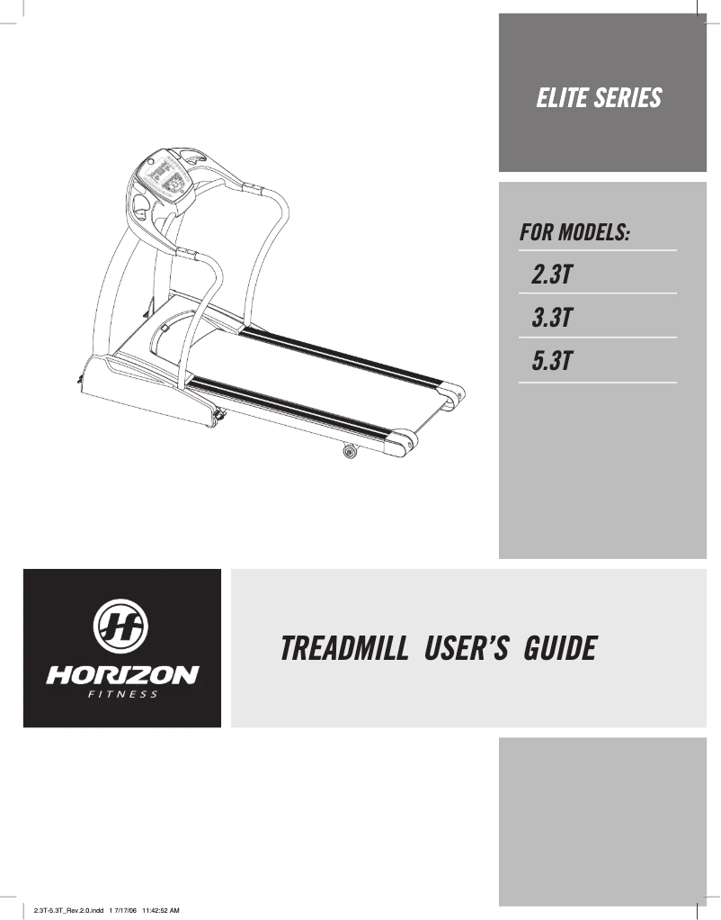 Página 1 del manual Manual de usuario Horizon Fitness Elite 2.3T