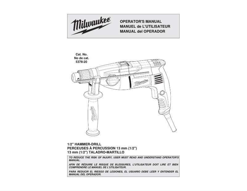 Page n°1 - Manuel utilisateur Milwaukee 5378-20