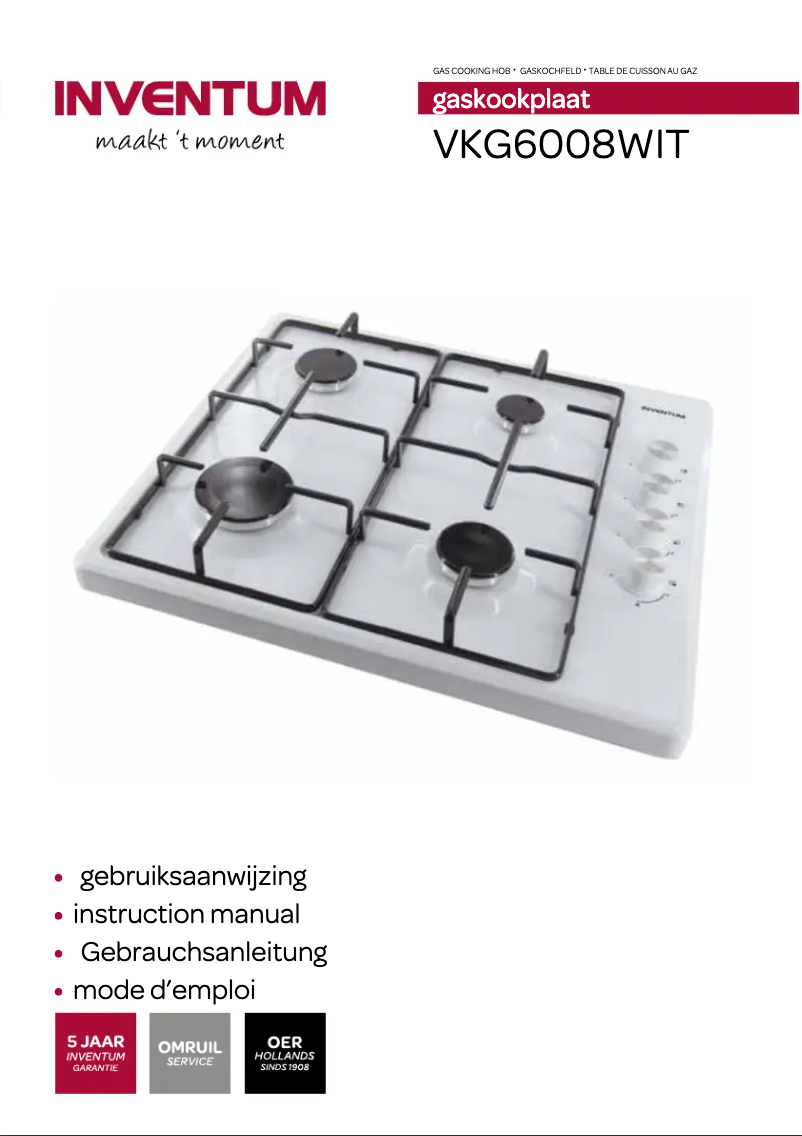 Page n°1 - Manuel utilisateur Inventum VKG6008WIT