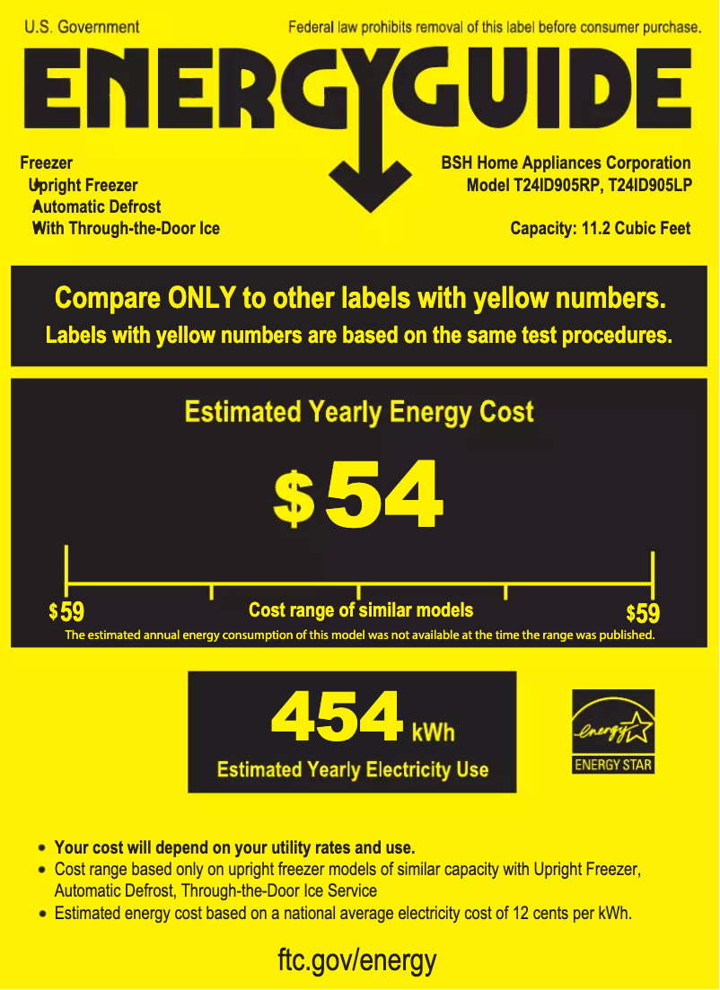 Page 1 de la notice Label énergétique Thermador T24ID905LP