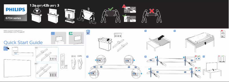 Page 1 de la notice Guide de démarrage rapide Philips 65PUS6704
