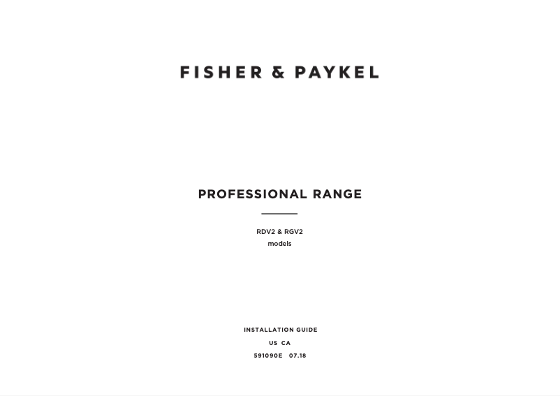 Page 1 de la notice Guide d'installation Fisher & Paykel RGV2-366-N_N