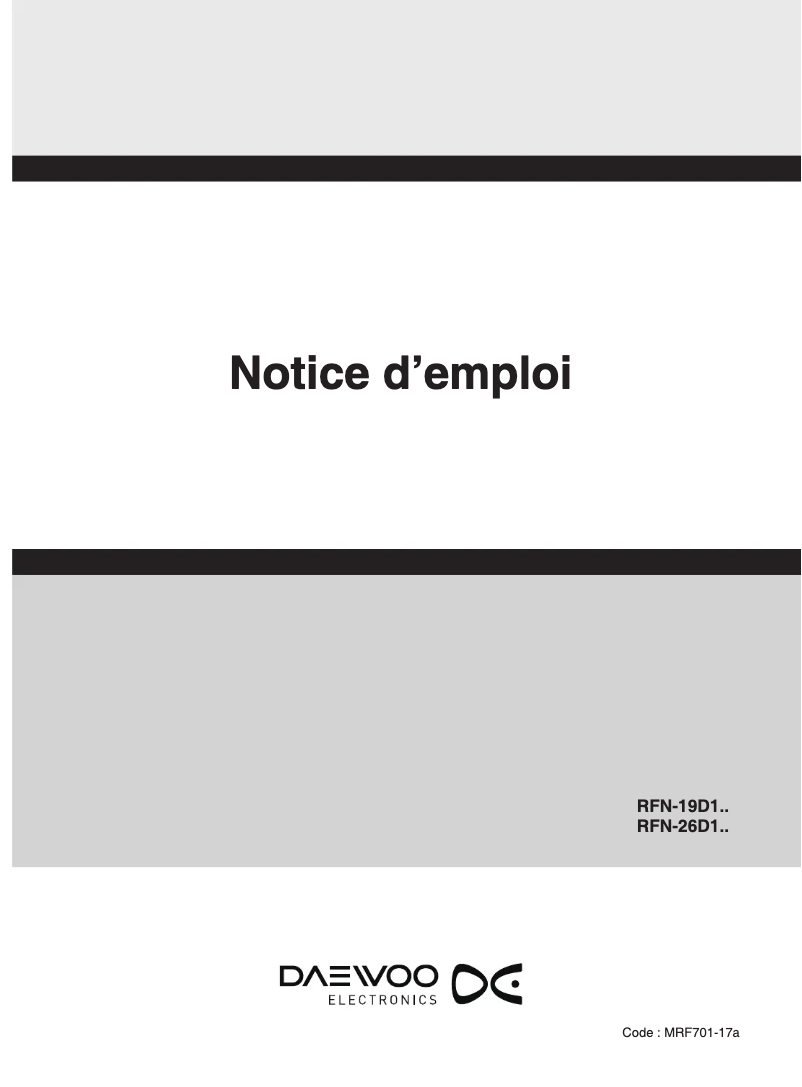 Page 1 de la notice Manuel utilisateur Daewoo RFN-26D1BI
