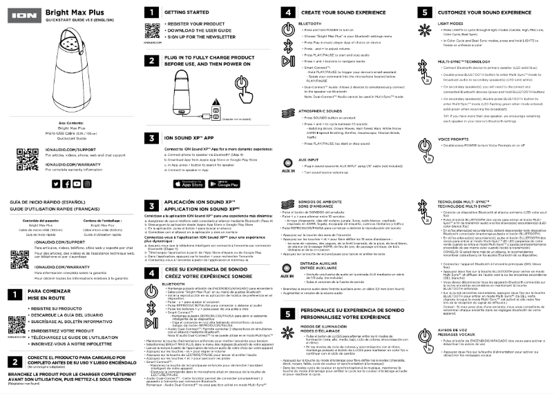 Page 1 de la notice Guide de démarrage rapide ION Bright Max Plus