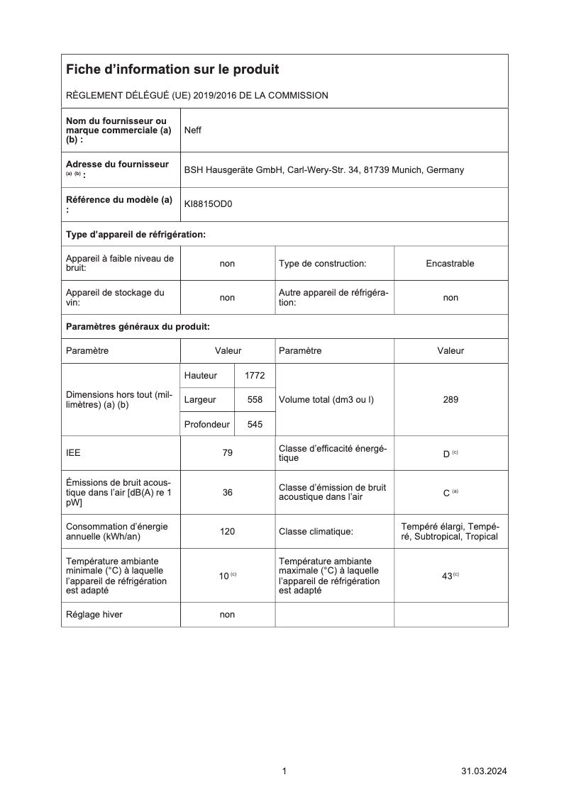 Image de la première page du manuel de l'appareil KI8815OD0
