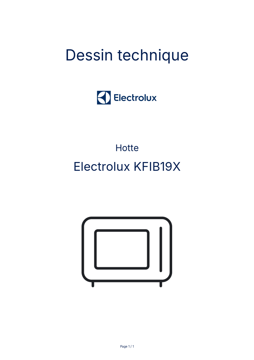 Page n°1 - Dessin technique Electrolux KFIB19X