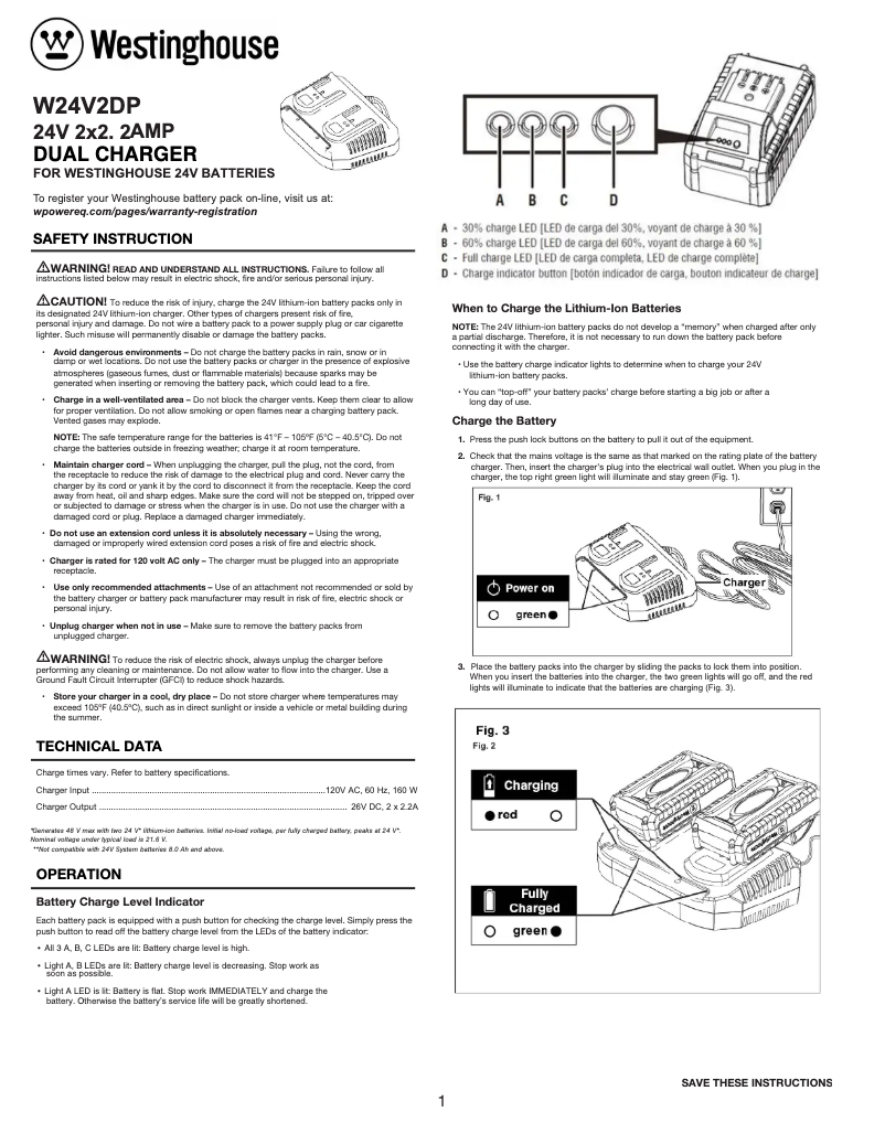 Página 1 del manual Manual de usuario Westinghouse W24V2DP