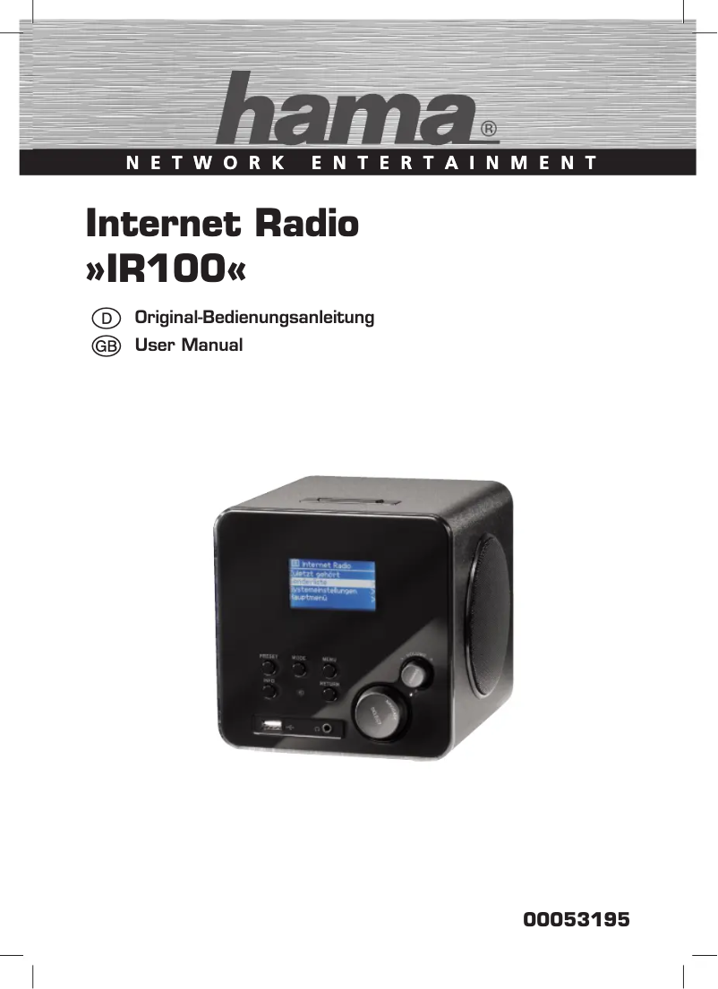 Page 1 de la notice Manuel utilisateur Hama IR100