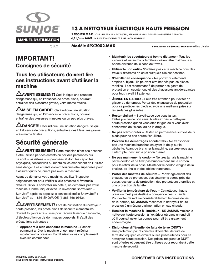 Image de la première page du manuel de l'appareil SPX2002-MAX