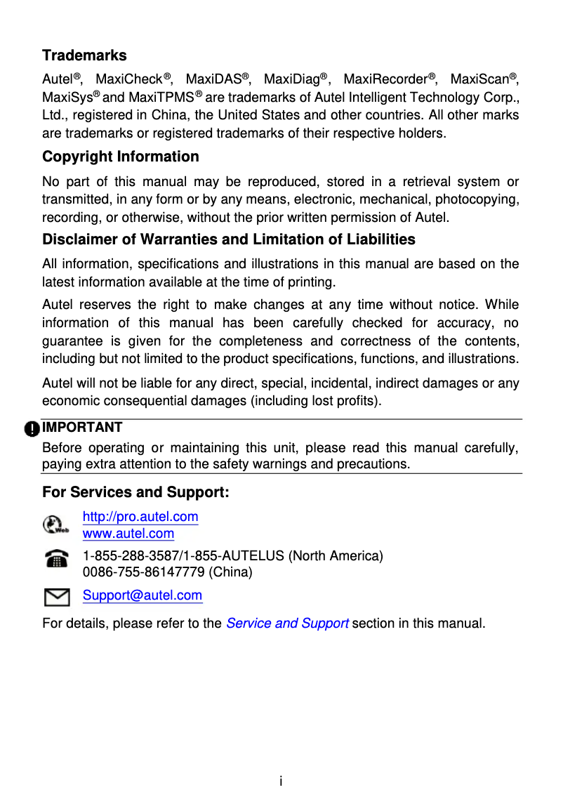 Page 1 de la notice Manuel utilisateur Autel MaxiDiag MD808