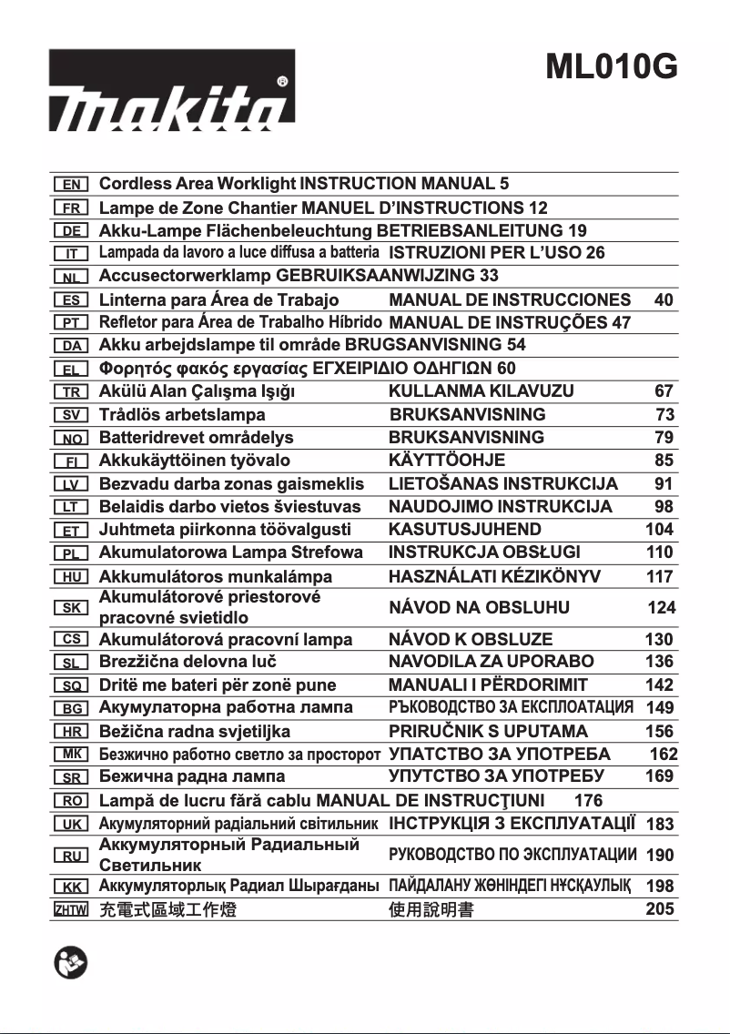 Page n°1 - Manuel utilisateur Makita ML010G