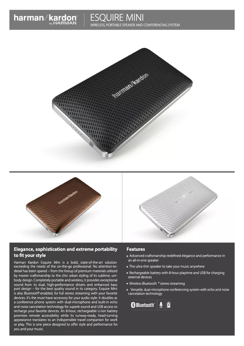Page 1 de la notice Fiche technique Harman Kardon Esquire Mini