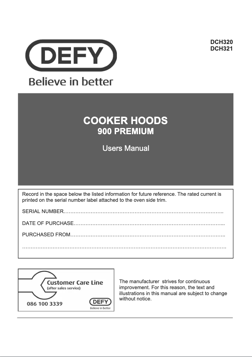 Page n°1 - Manuel utilisateur Defy DCH 321