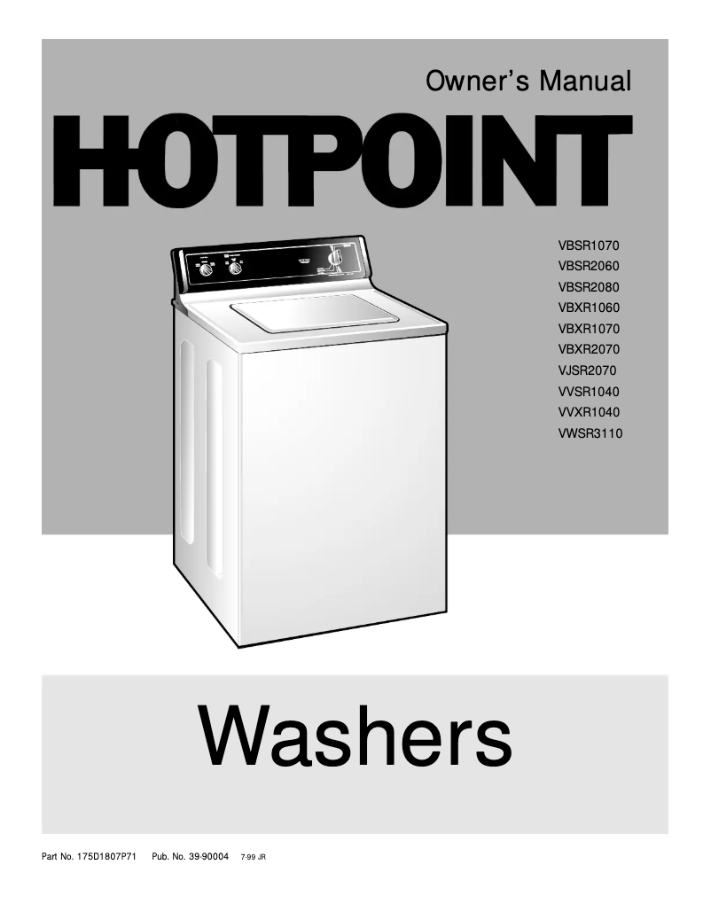 Page n°1 - Manuel d'utilisation et d'entretien Hotpoint VBXR1070WWW
