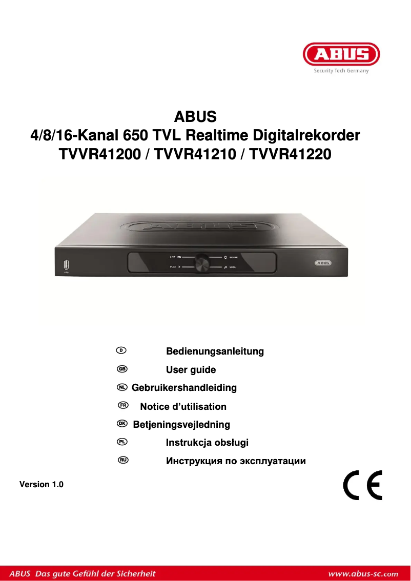 Page n°1 - Manuel utilisateur Abus TVVR41210